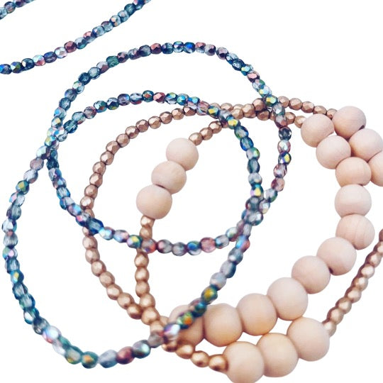 In Shop, Stackable Wood Bead Diffuser Bracelets