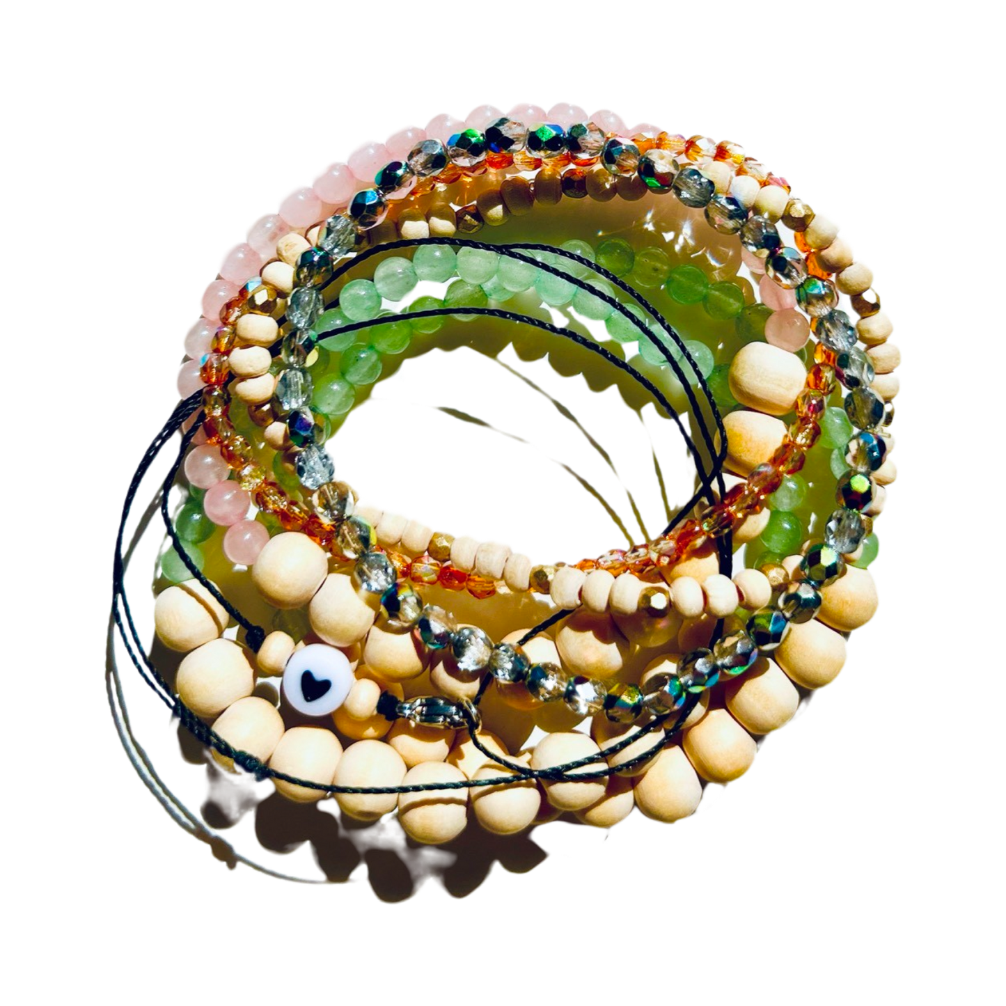 In Shop, Stackable Wood Bead Diffuser Bracelets