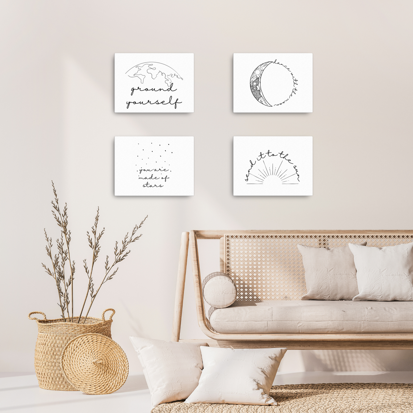 The Collection, Black & White Minimalist Decor, Set of 4