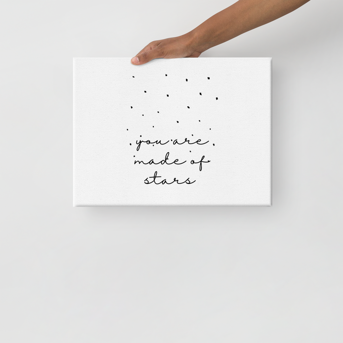 Minimalist Black and White Print, You are Made of Stars, 8x10", Stretched Canvas, Ready to Hang